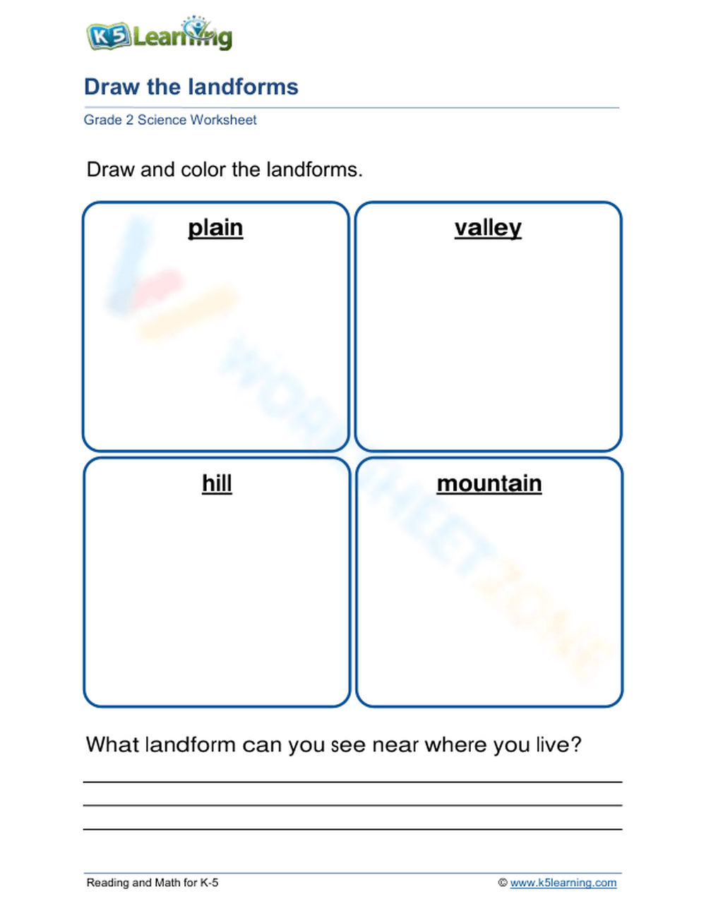 Tic Tac Science: Year 6. Revision. Landforms! Find and label.