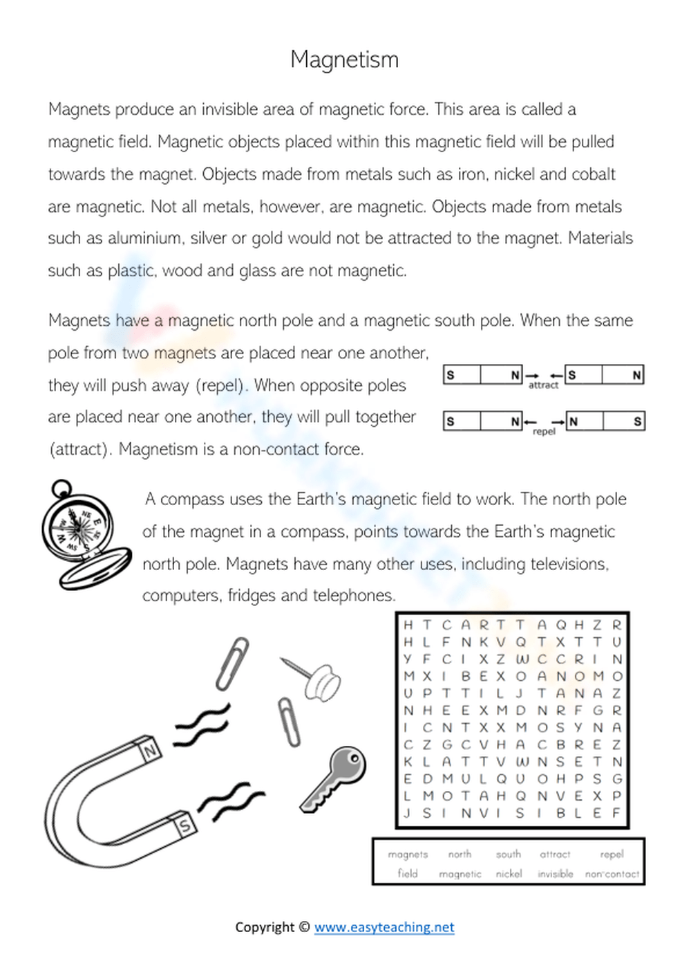 Magnetism Reading Sheet Worksheet