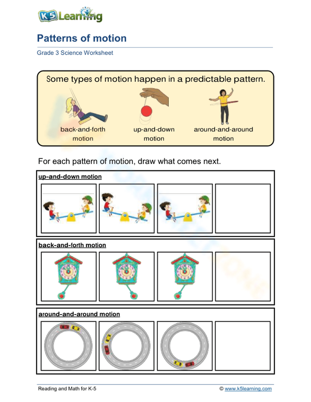 Patterns Across Space and Time Motion Worksheet  - Archives