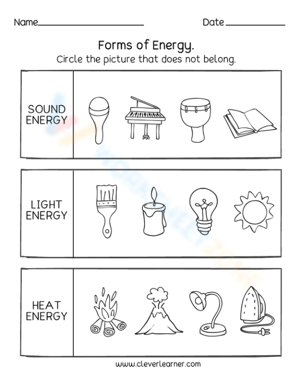 Forms Of Energy Worksheet