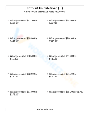 Calculate the percent rate of 5 percent involving currency and decimals (2)