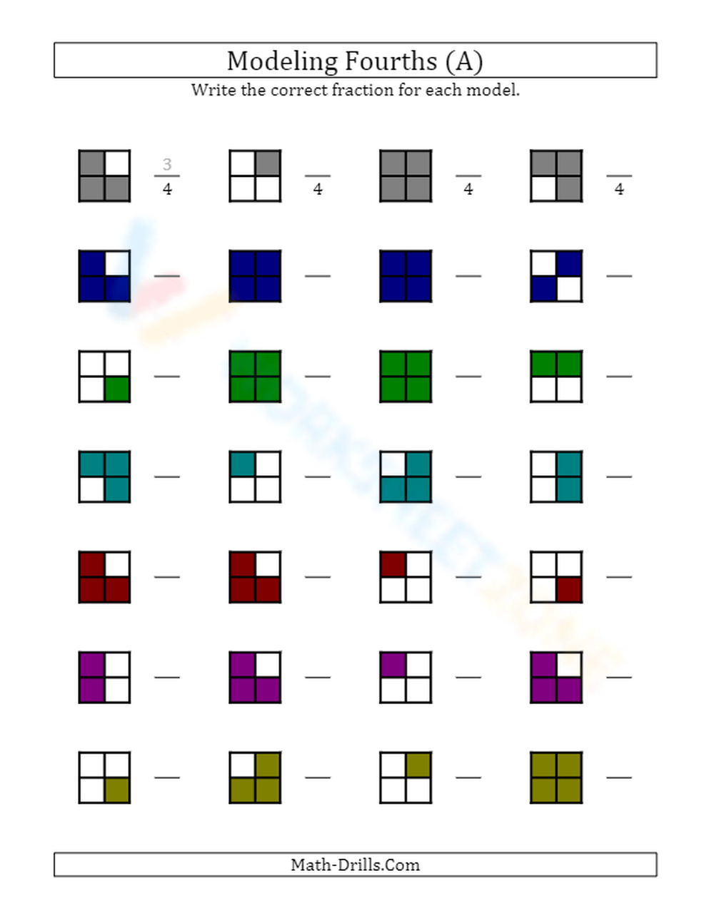 Modeling Fractions With Rectangles Worksheet
