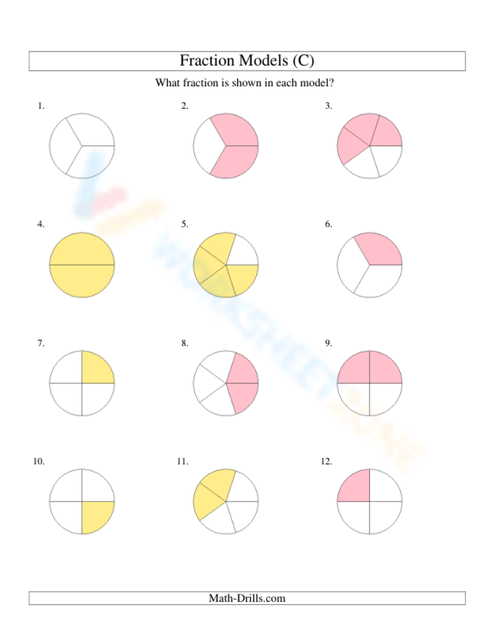 Modeling Fractions With Circles Worksheet Modeling Fractions With Circles Worksheet