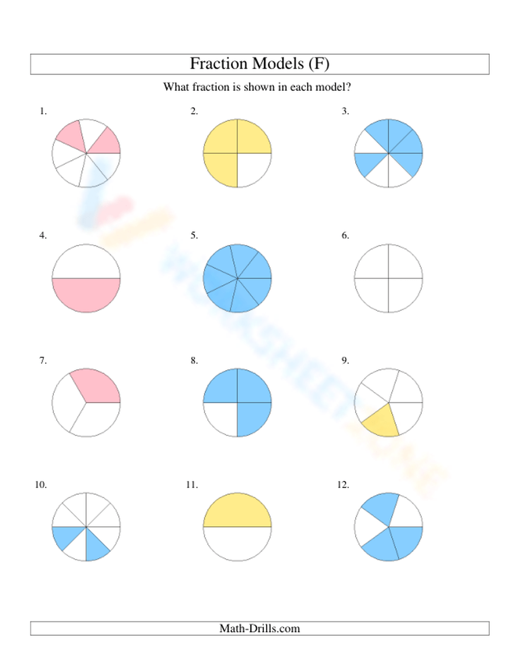 Modeling Fractions With Circles Worksheet