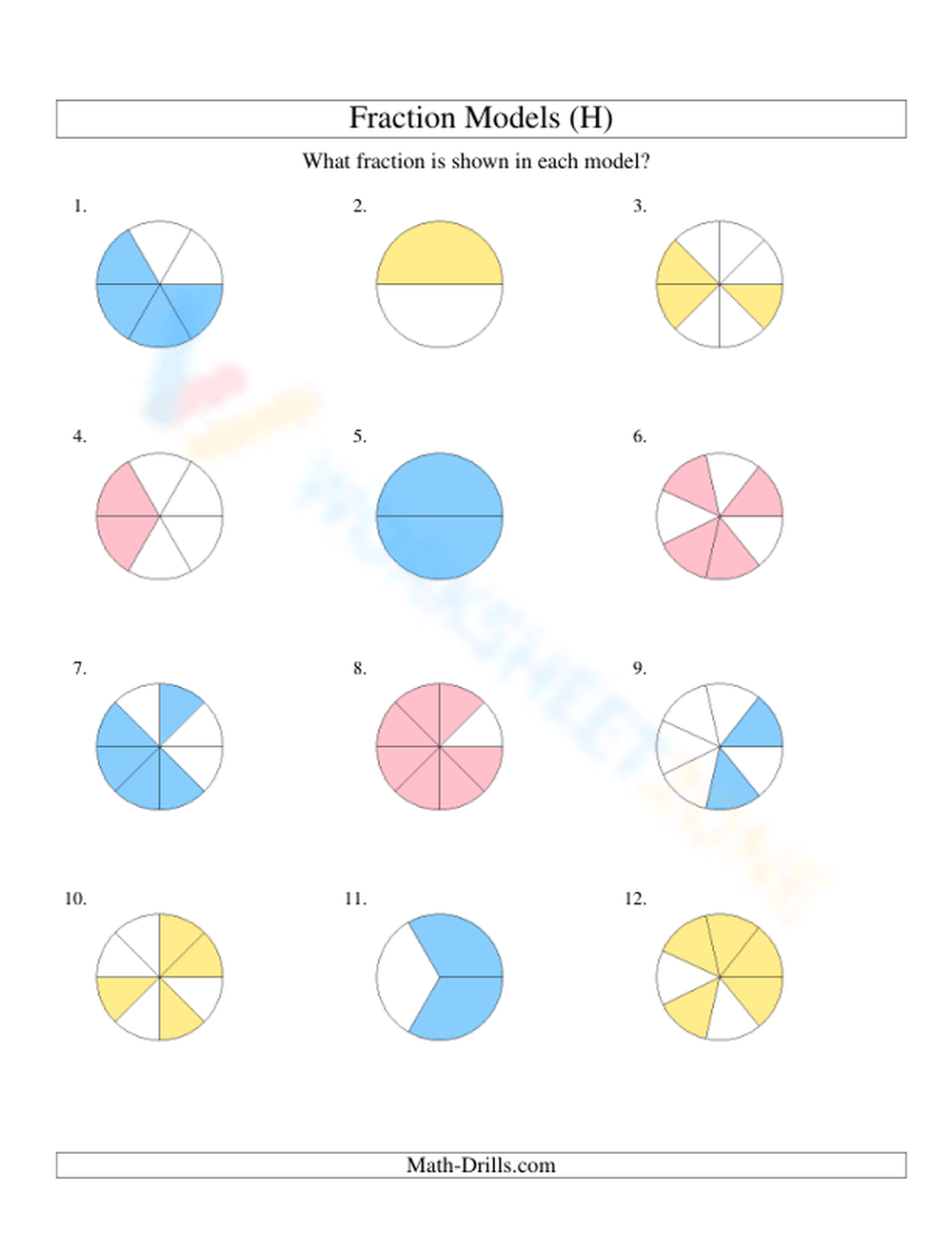 Modeling Fractions With Circles Worksheet