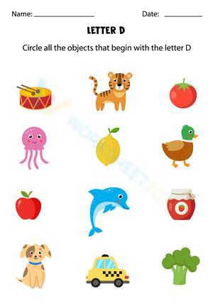 Beginning sounds with letter D