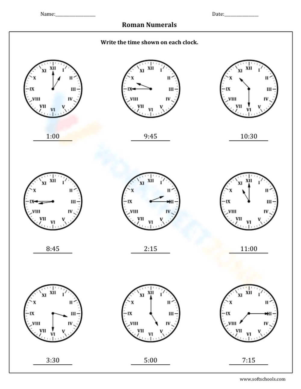 telling-time-with-roman-numerals-worksheet-zone