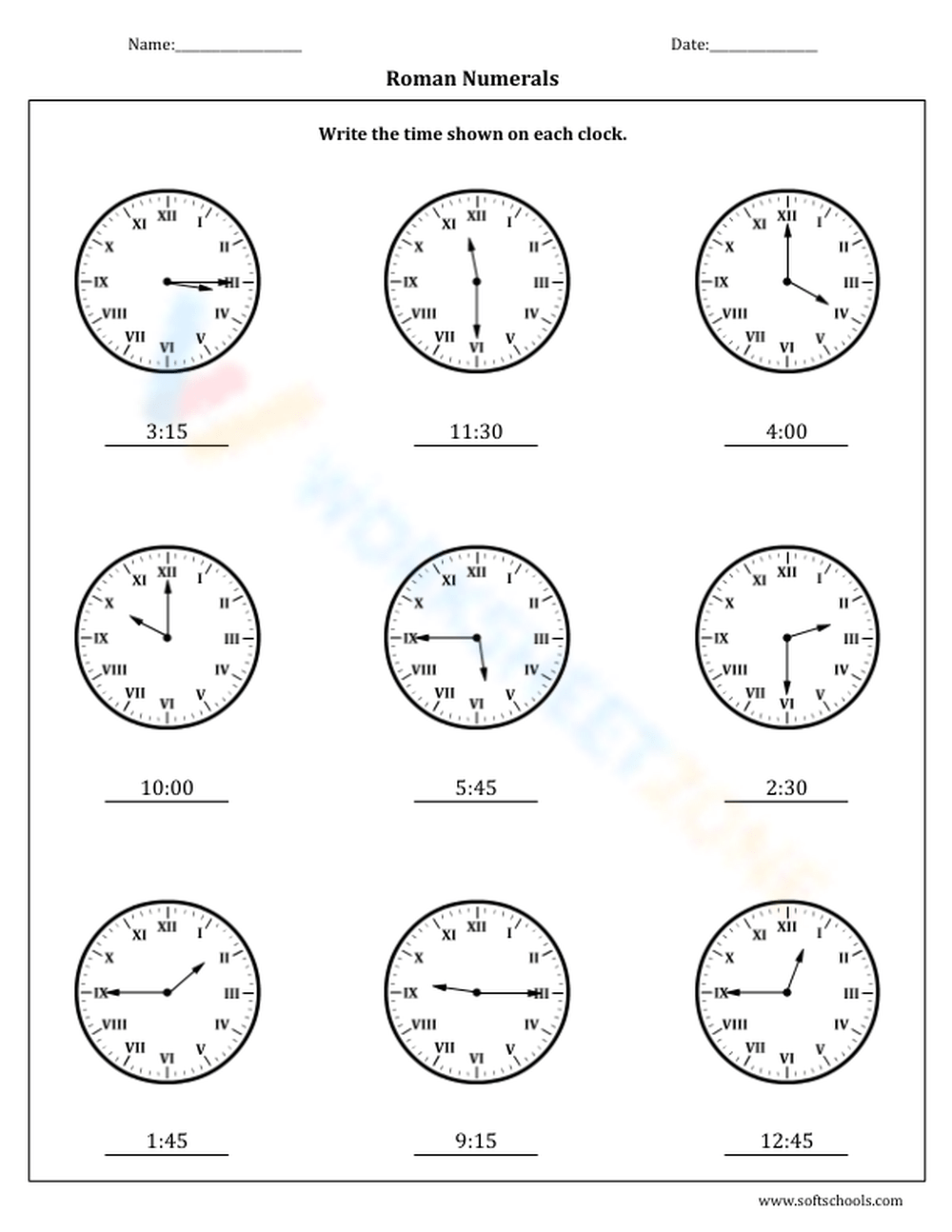 telling-time-with-roman-numerals-worksheet-zone