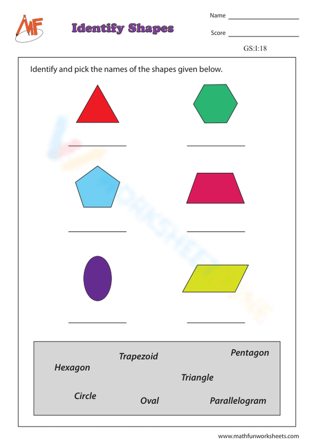 Identify Shapes, Interactive Worksheet