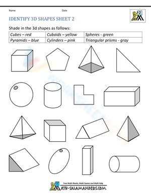 3D Shapes Identification Worksheets