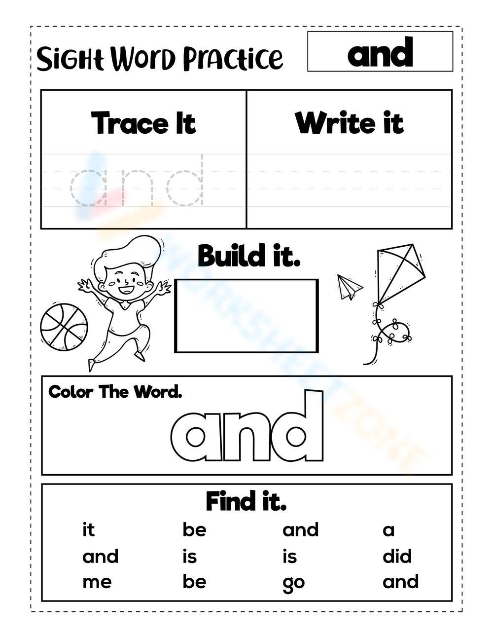 Sight Word "and" Worksheet