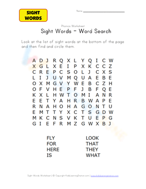 Sight Words - Word Search 1