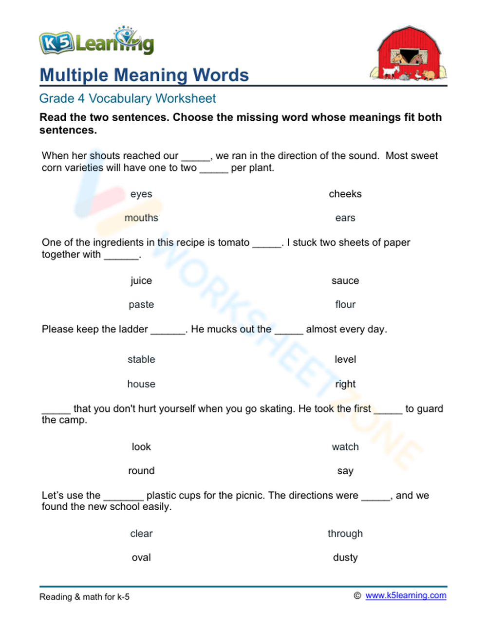 Practice Double Meanings Worksheet - Learning Worksheet With Check