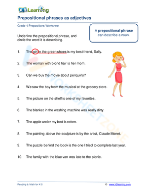 Prepositional phrases as adjectives 2