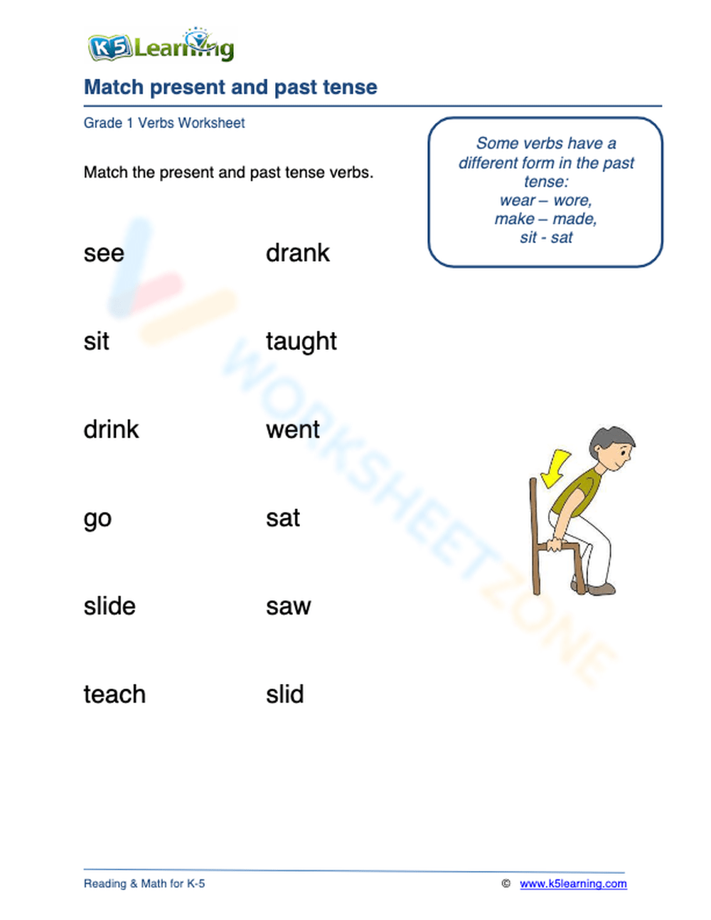 Regular Verb Matching Activity - Present Simple, Past Simple and