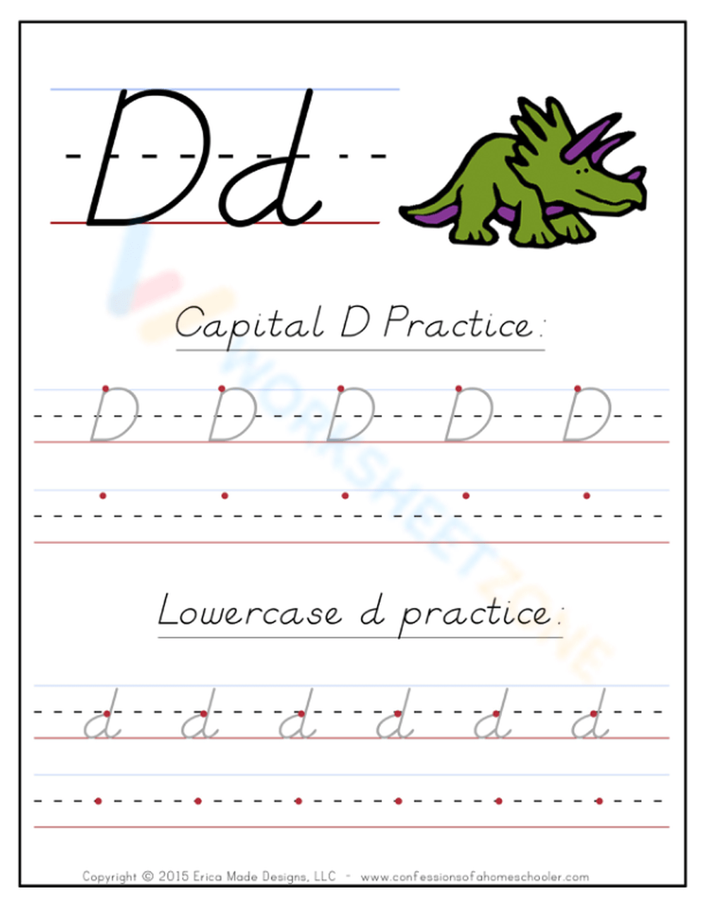 D'nealian Handwriting Letter Dd Worksheet