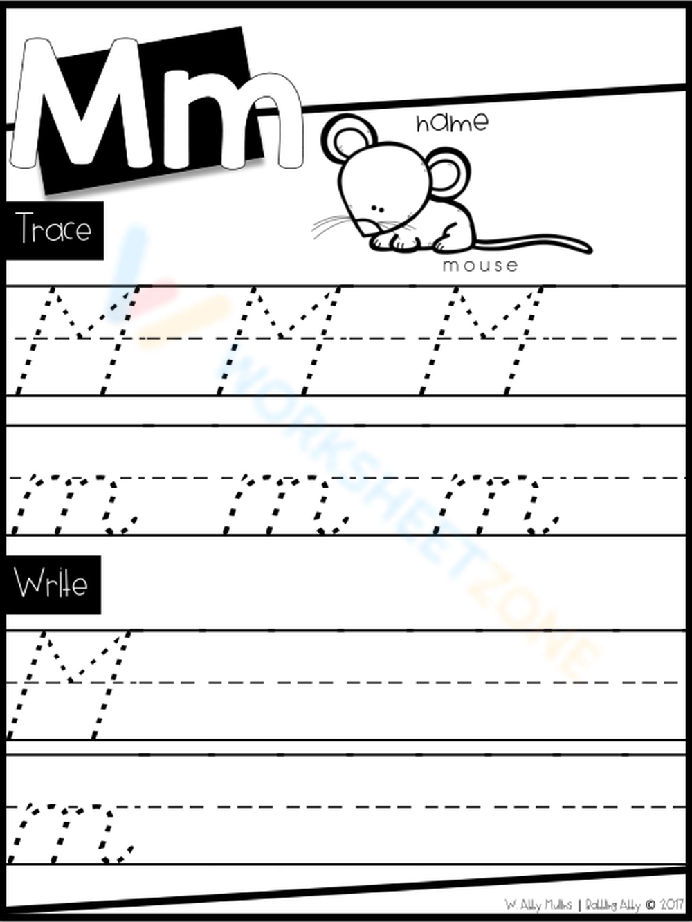 Letter M Practice D'nealian Edition Worksheet