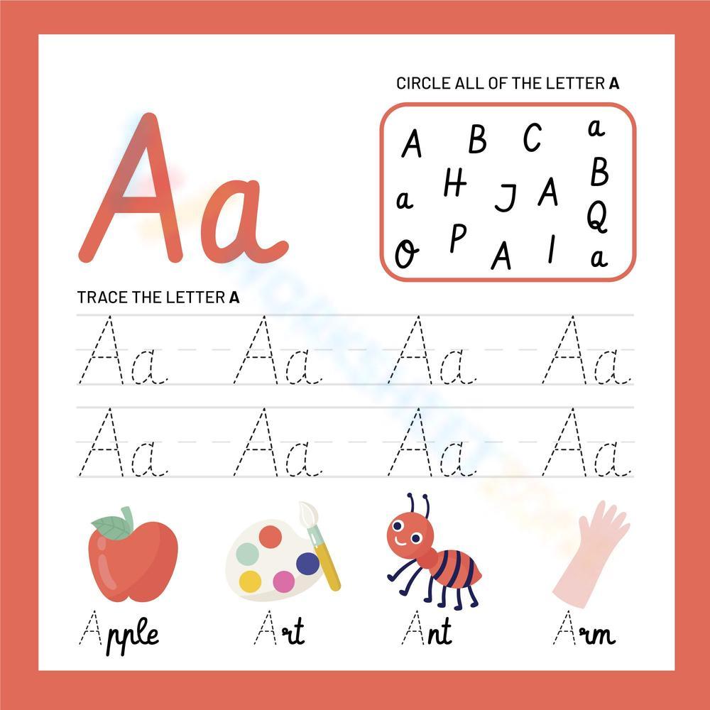 Circle and trace the cursive letter A