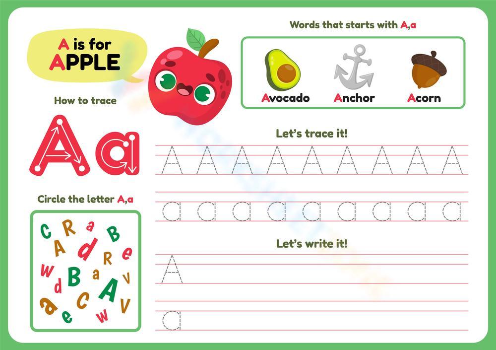 How To Trace Letter Aa Worksheet