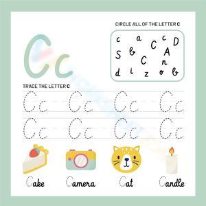 Circle and trace the cursive C