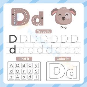 Letter D - Trace, find, and color