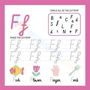 Circle and trace the cursive letter F