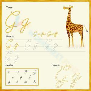 Cursive G - Trace, find, and color