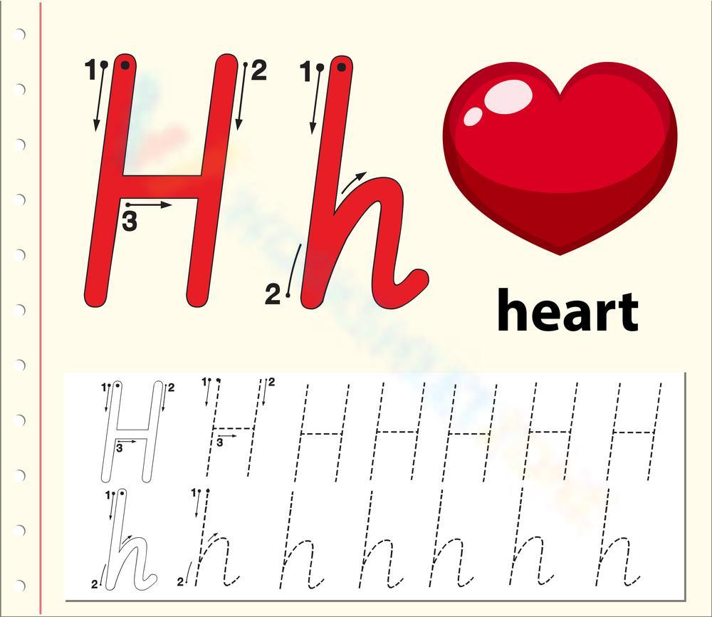 alphabet h in heart