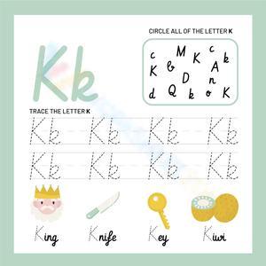 Circle and trace the cursive K