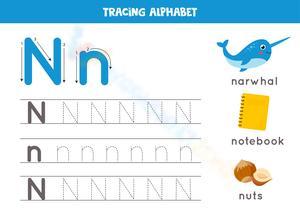 Tracing alphabet - N
