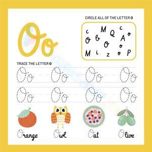 Circle and trace the cursive O