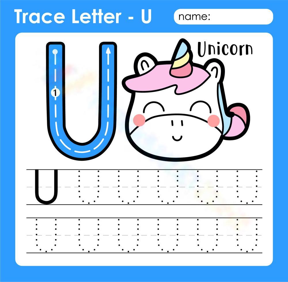 Trace Letter - U Worksheet