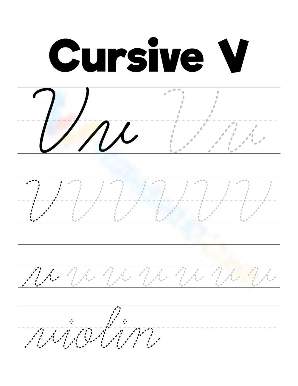 cursive letter v