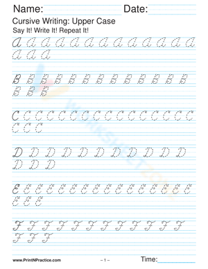 Cursive Handwriting Practice Worksheet 07C