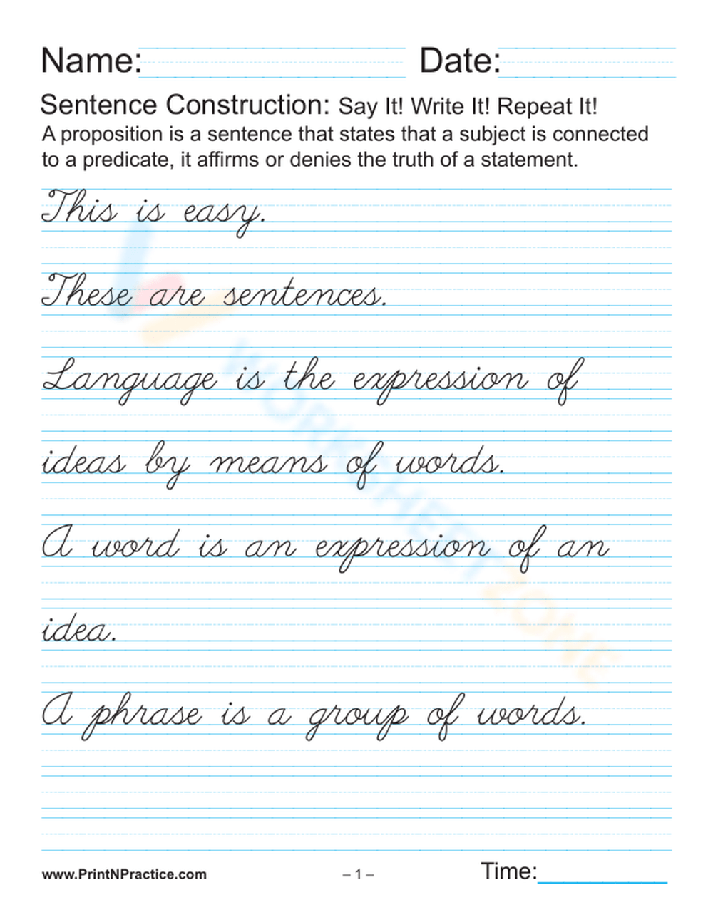 Fancy cursive writing sentences | Worksheet Zone