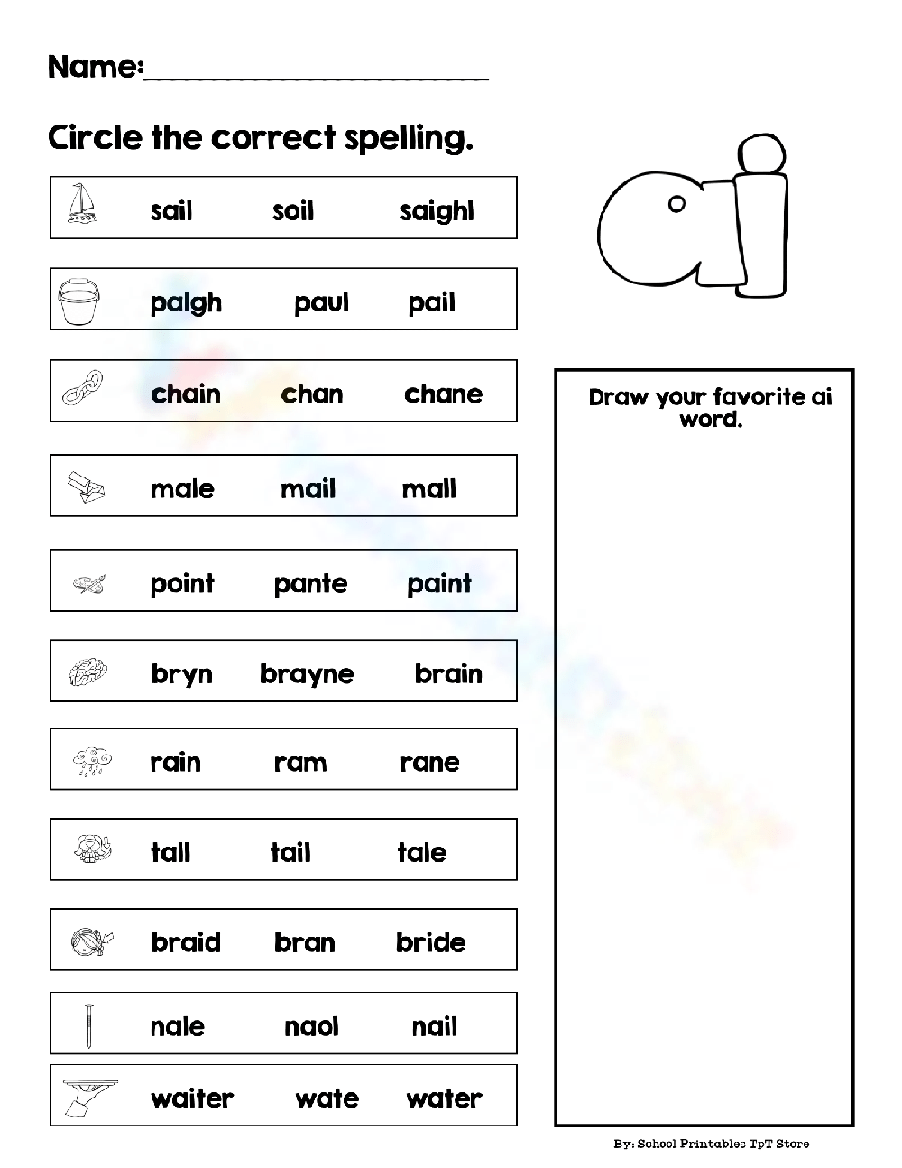 Vowels Team Worksheet