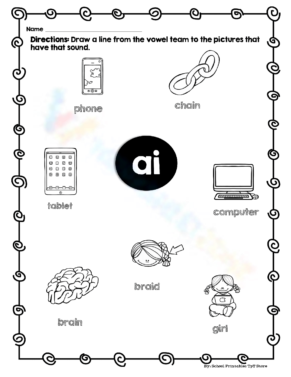 Vowels Team Worksheet