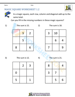 1st Grade Magic Square Worksheets (2)