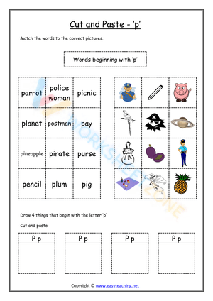 cut and paste beginning sounds worksheets 16