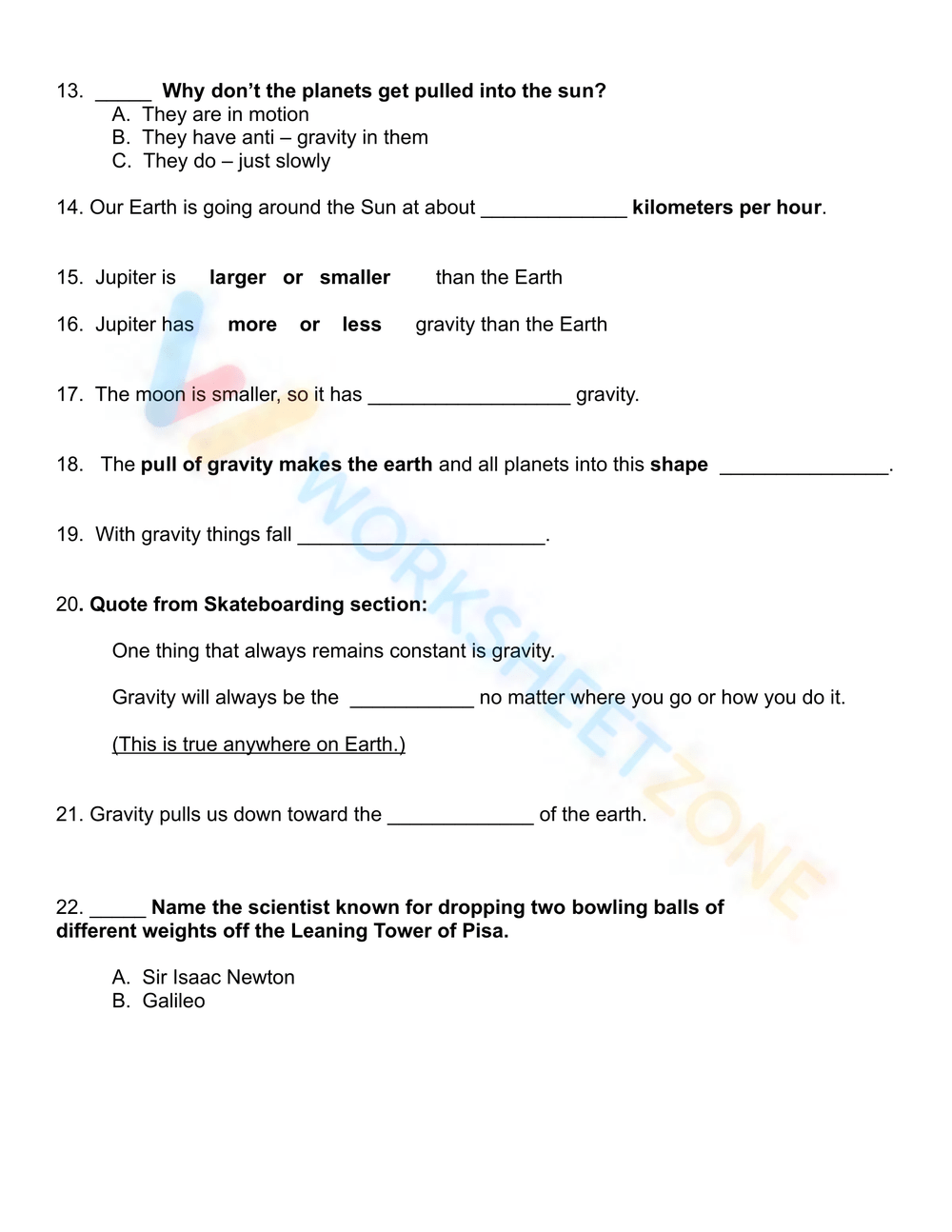 Free Interactive &amp; PDF Science Worksheets for All Grades