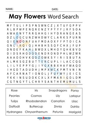 May Word Search Printable