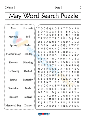 May Word Search Printable