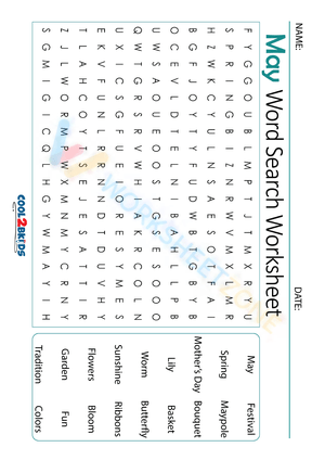 May Word Search Printable