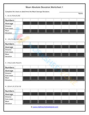 Mean absolute deviation worksheets