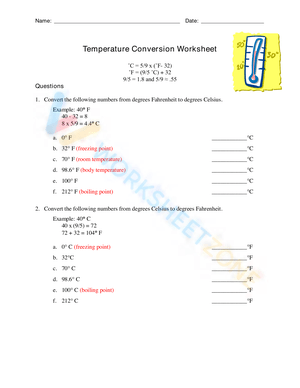 Converting Temperature with Answer Key