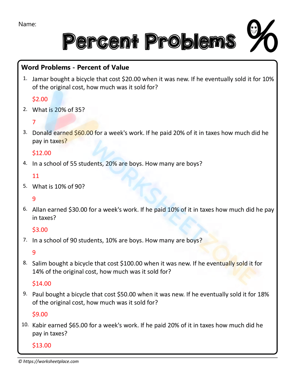 Percentages Worksheets Pdf Percent Worksheets