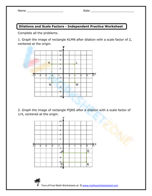 Scale Factors and Dilations Practice Worksheets