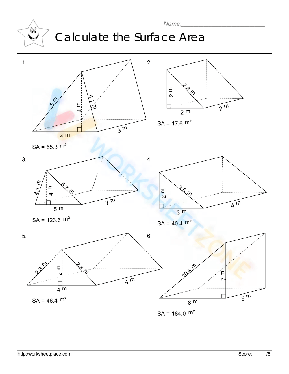 Surface Area Of Prisms Worksheet Surface Area Of Prisms & Pyramids