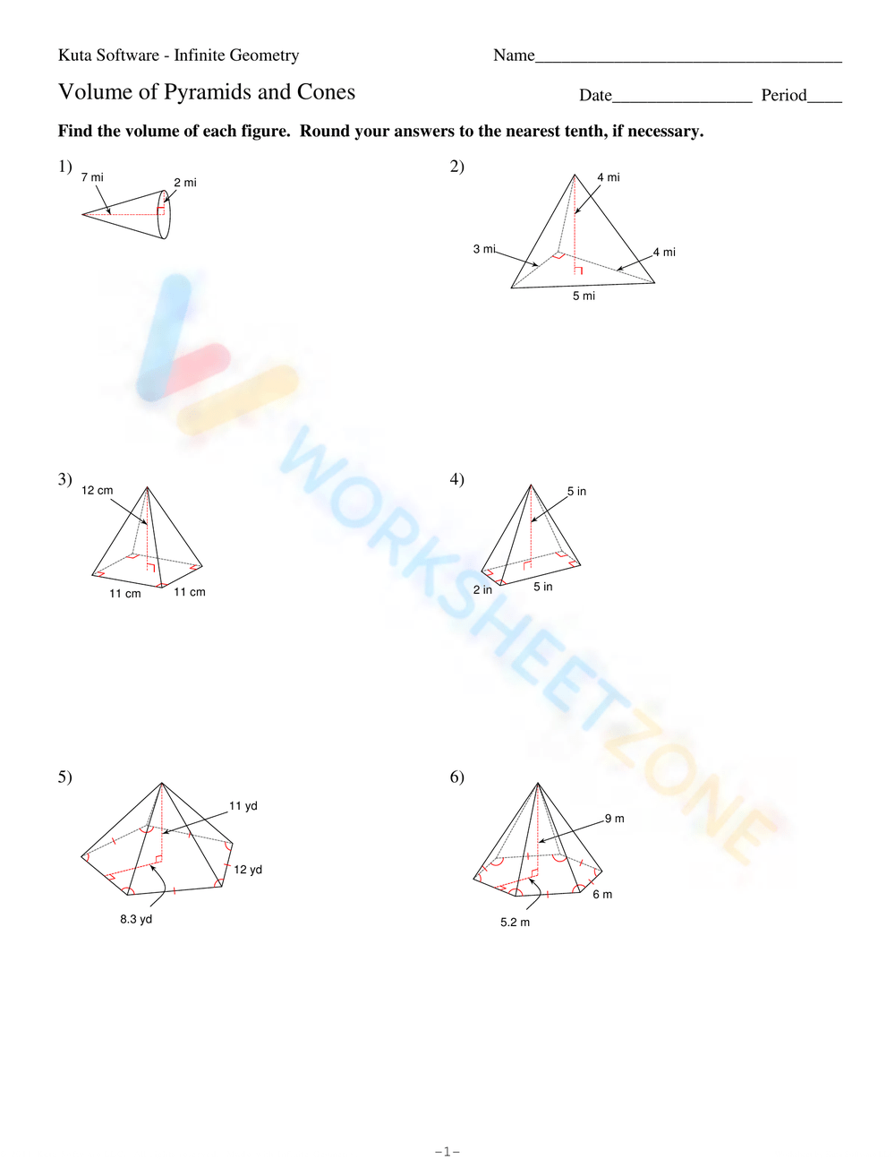 unit 11 homework 8 volume of pyramids and cones