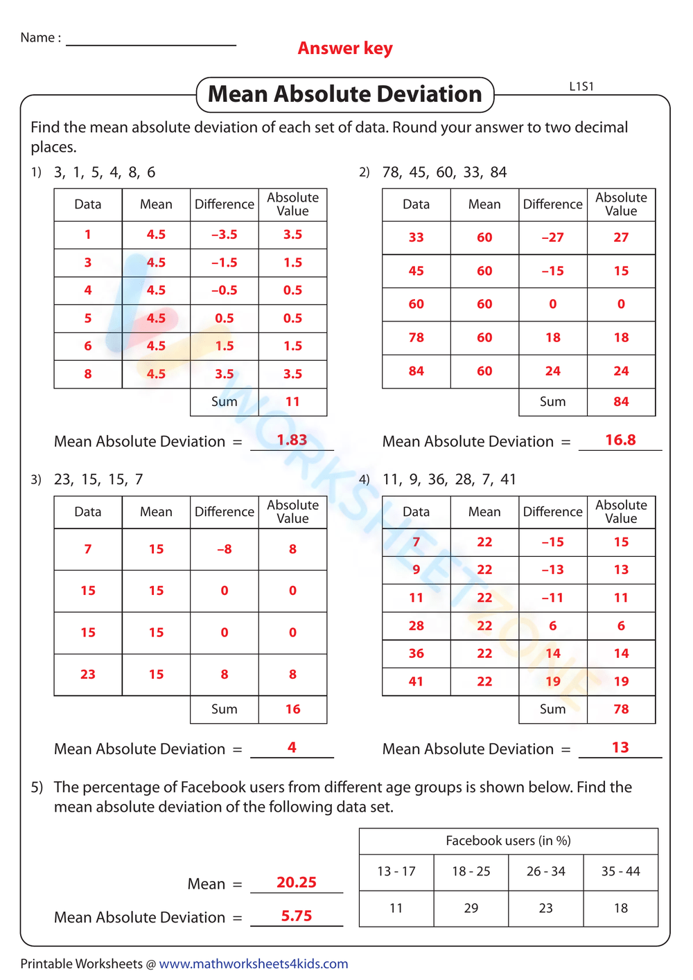 lesson 3 homework practice mean absolute deviation answer key